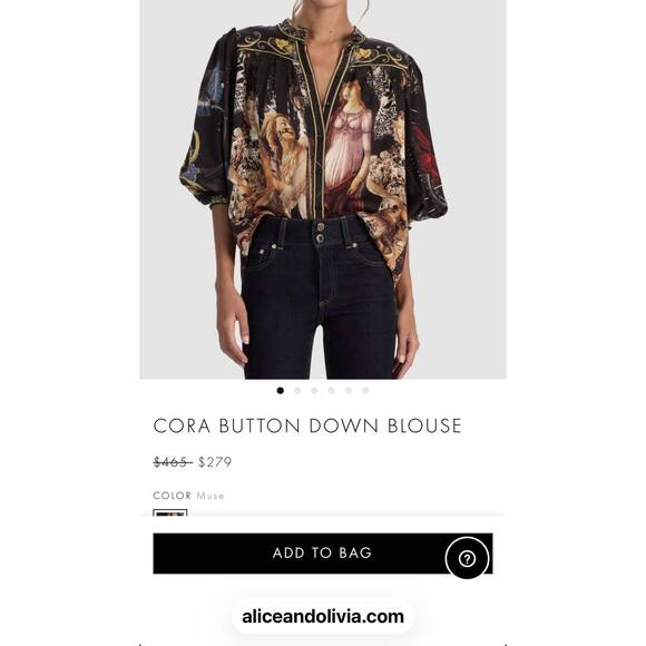 NEW ALICE + OLIVIA cora button down blouse in multi - Picture 5 of 5